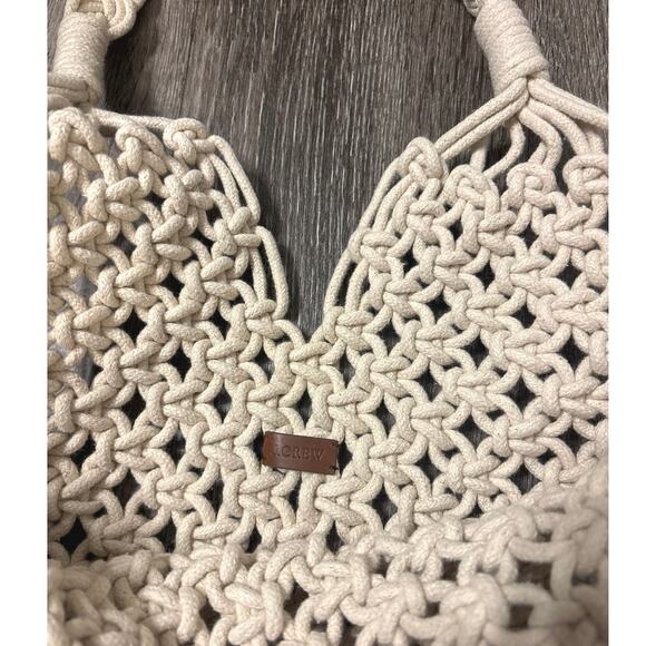 NWT J.Crew Cadiz Hand Knotted Rope Tote Bag In Natural Beige - Picture 5 of 8